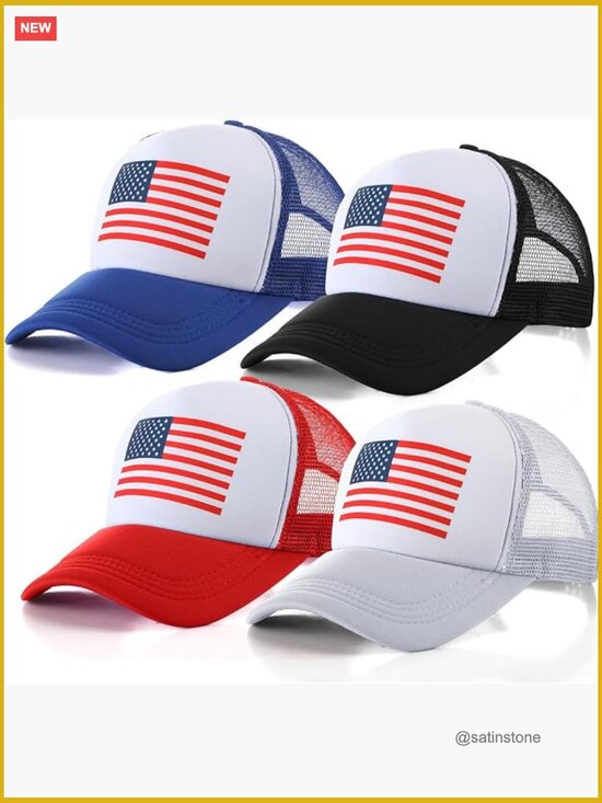 4 Pcs Patriotic Trucker Hats USA 250th Anniversary Baseball Caps Unisex main image 7